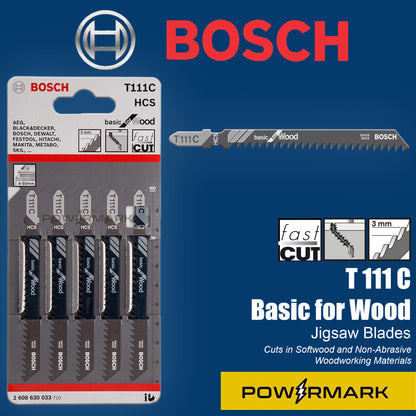 BOSCH 2608630033 T111C HCS Jigsaw Blade Set Basic for Wood