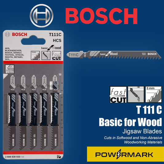 BOSCH 2608630033 T111C HCS Jigsaw Blade Set Basic for Wood