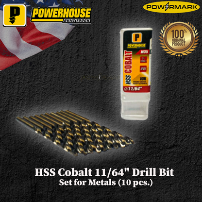 POWERHOUSE HSS Cobalt 11/64" Drill Bit Set for Metals (10 pcs.)