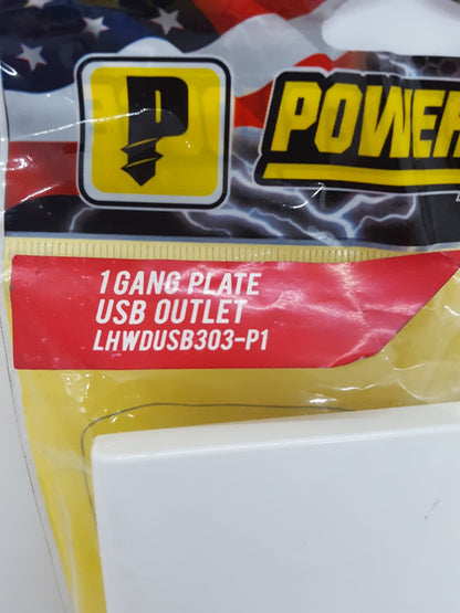 POWERHOUSE LHWDUSB303-P1 1 Gang Plate USB Outlet