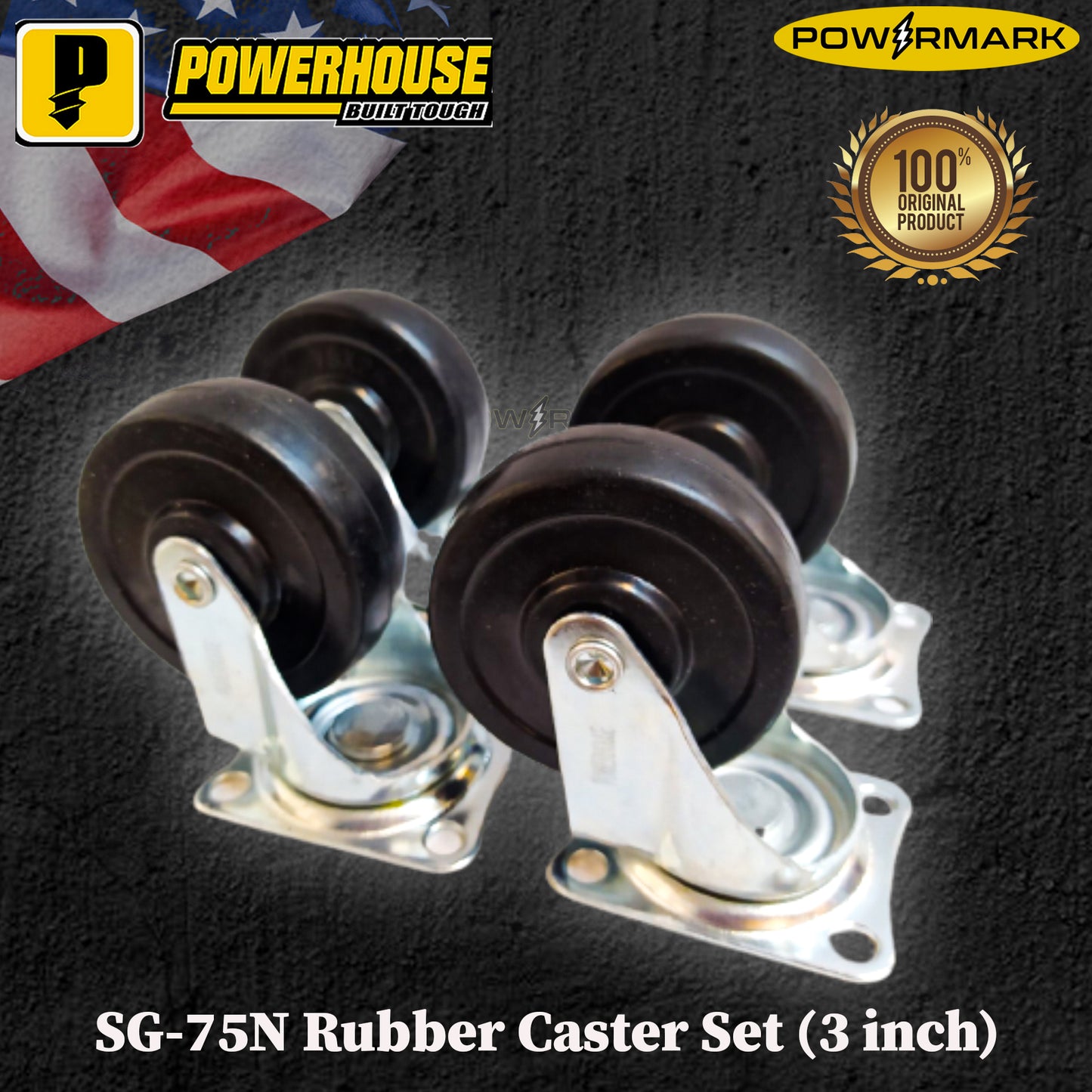 POWERHOUSE SG-75N Rubber Caster Set (3 inch)