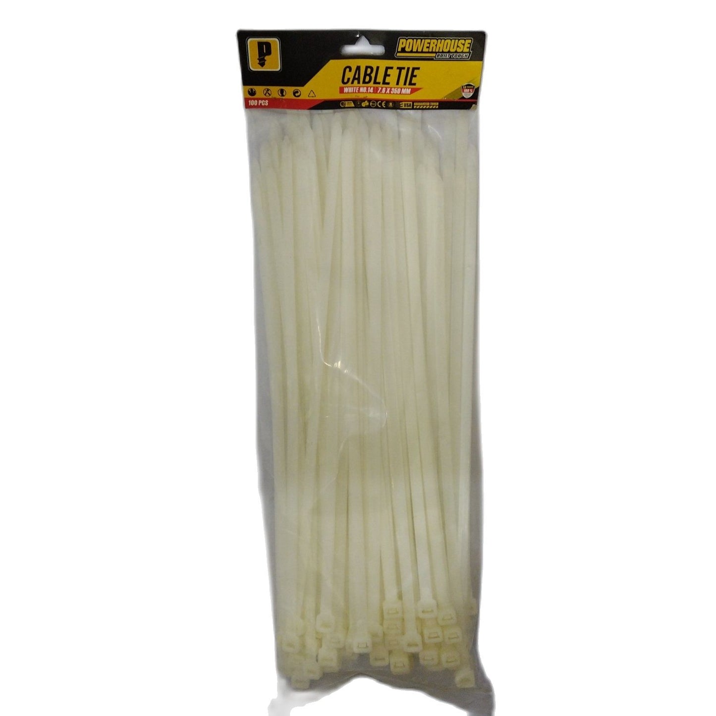 POWERHOUSE White No.14 Cable Tie 350mm (100pcs)