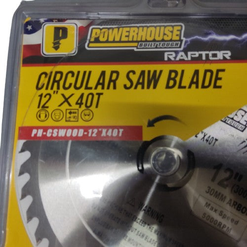 POWERHOUSE Raptor PH-CSWOOD-12" x 40T Circular Saw Blade 12" for Wood