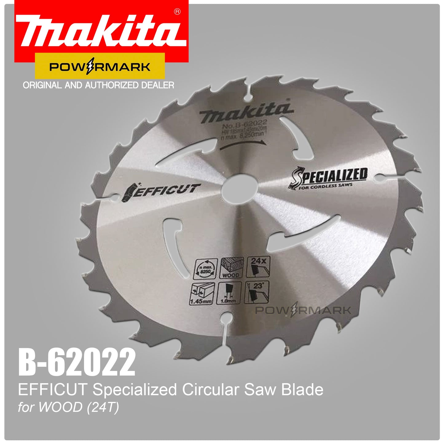 MAKITA B-62022 TCT Cordless Circular Saw Blade for Wood 185mm x 20mm (24T)