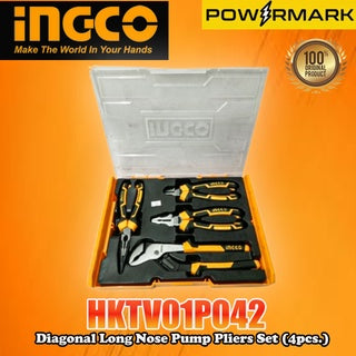 INGCO HKTV01P042 Diagonal Long Nose Pump Pliers Set (4pcs.)