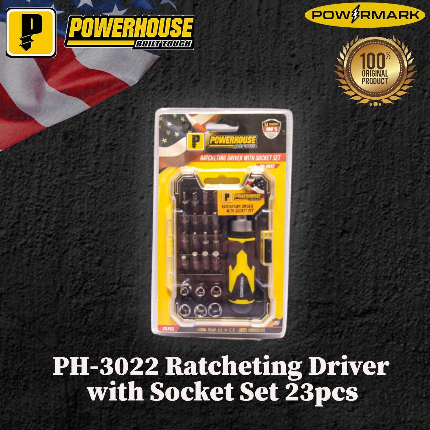 POWERHOUSE PH-3022 Ratcheting Driver with Socket Set 23pcs.