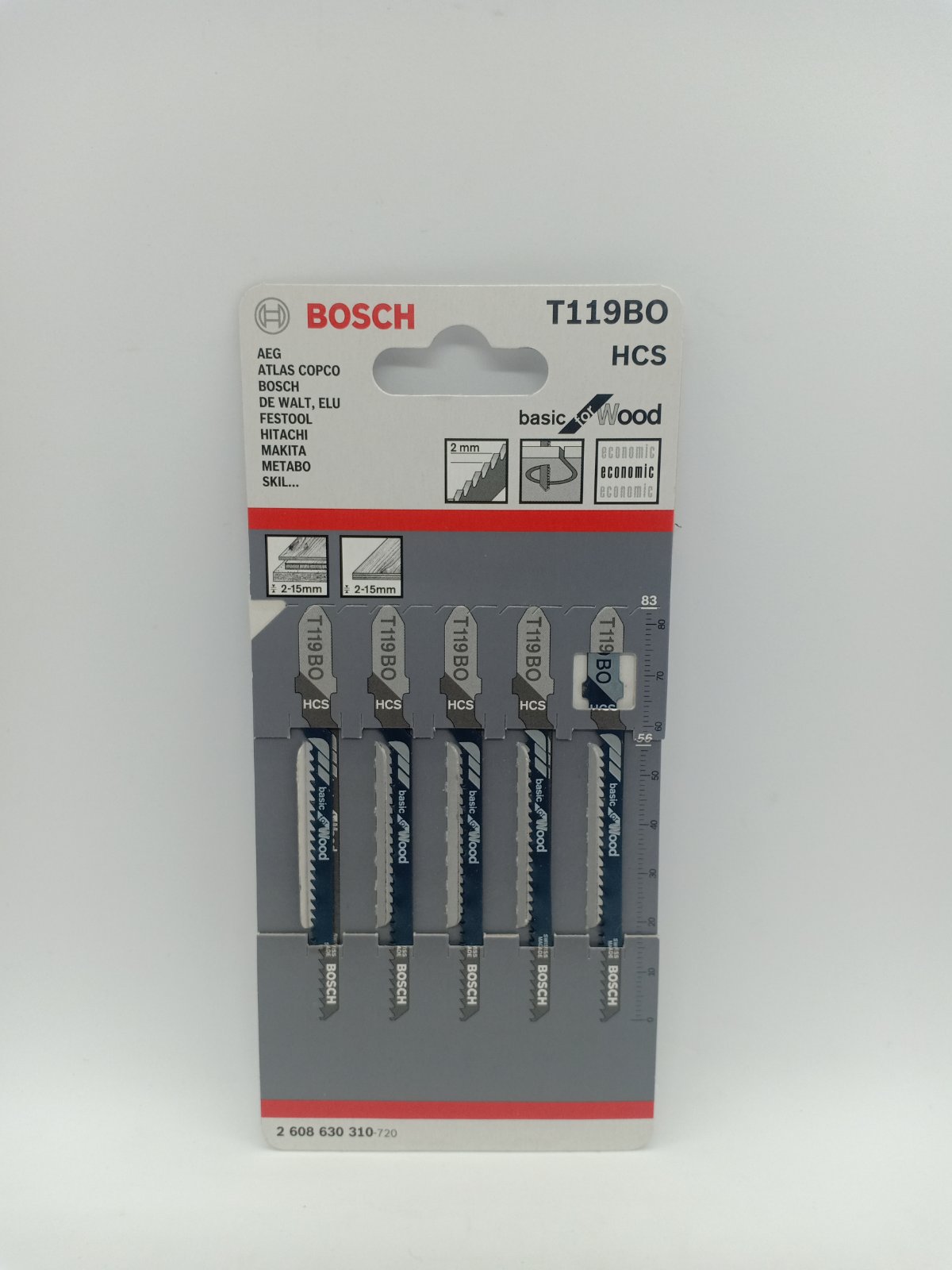 BOSCH 2608630310 T119BO HCS Jigsaw Blade Set Basic for Wood