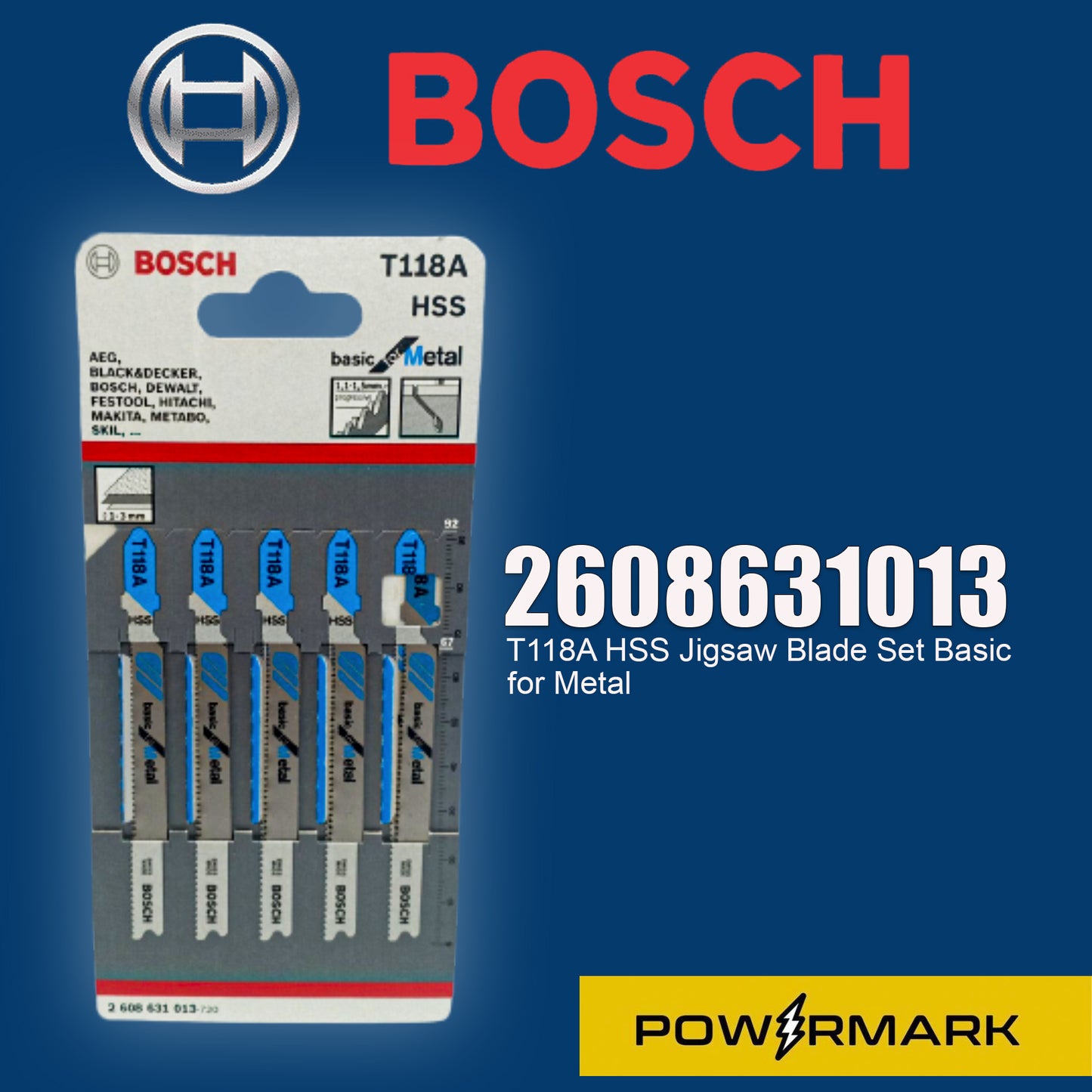 BOSCH 2608631012 T118G HSS Jigsaw Blade Set Basic for Metal