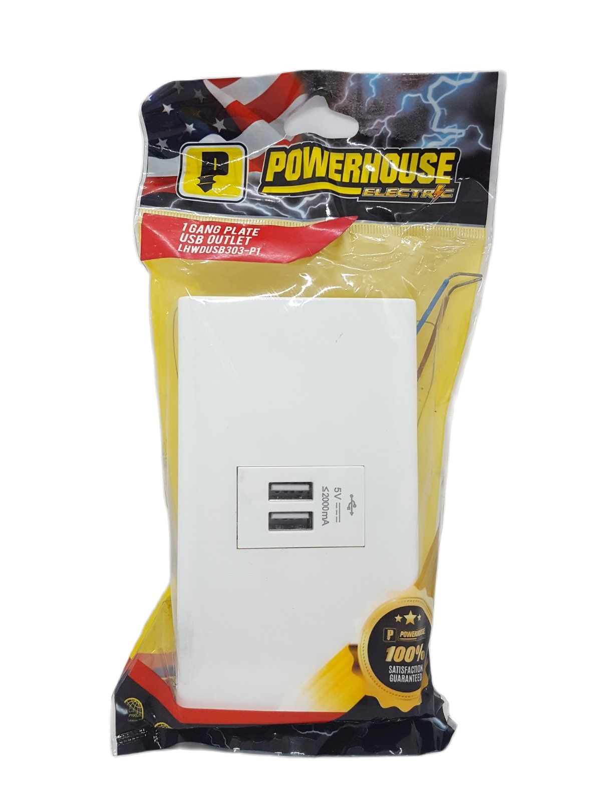 POWERHOUSE LHWDUSB303-P1 1 Gang Plate USB Outlet