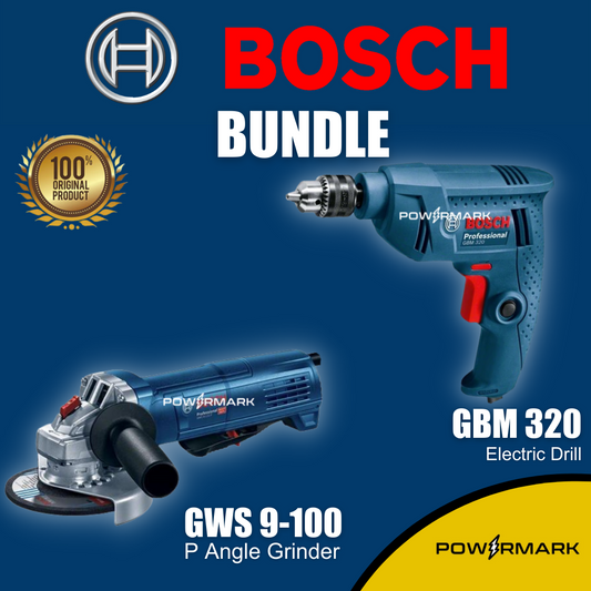 [BUNDLE] BOSCH GBM 320 Electric Drill + BOSCH GWS 9-100 P Professional Angle Grinder