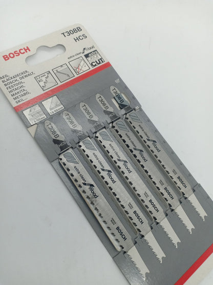 BOSCH 2608663751 T308B HCS Jigsaw Blade Set Extra-Clean for Wood