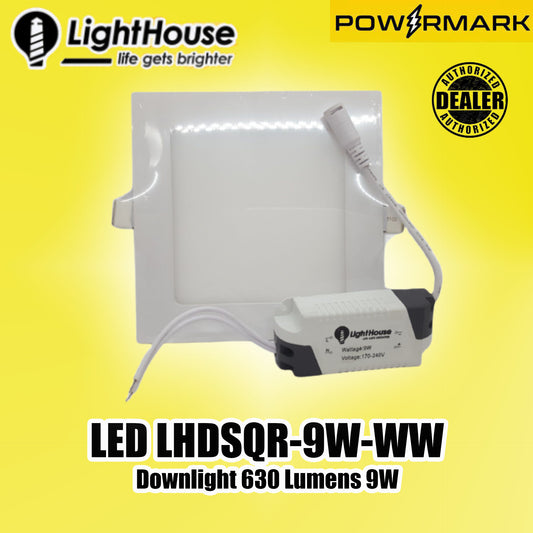 LIGHTHOUSE LED LHDSQR-9W-WW Downlight 630 Lumens 9W