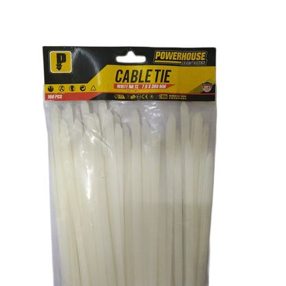 POWERHOUSE White No.12 Cable Tie 300mm (100pcs)