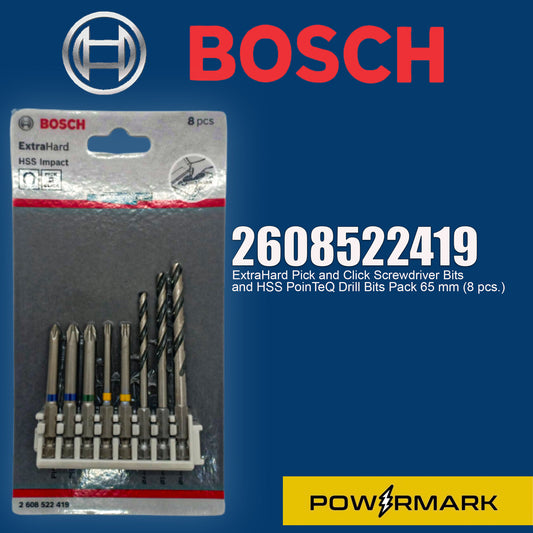 BOSCH 2608522419 ExtraHard Pick and Click Screwdriver Bits and HSS PoinTeQ Drill Bits Pack 65 mm (8 pcs.)