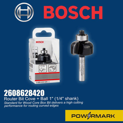 BOSCH 2608628420 Router Bit Cove + Ball 1" (1/4" shank)