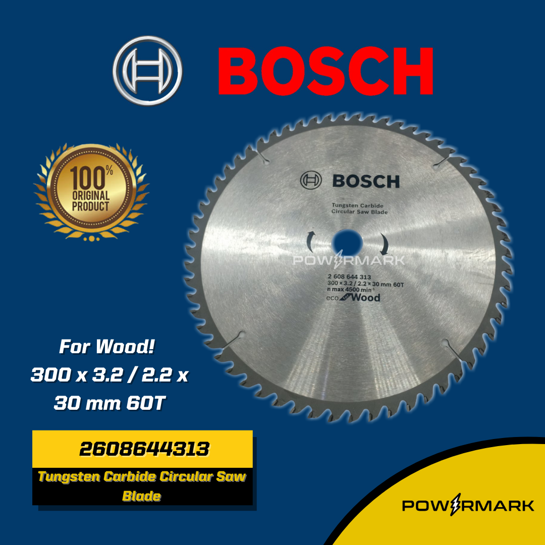 BOSCH 2608644313 Tungsten Carbide Circular Saw Blade for Wood 300 x 3.2 / 2.2 x 30 mm 60T