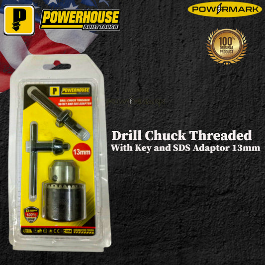 POWERHOUSE Drill Chuck Threaded With Key and SDS Adaptor 13mm