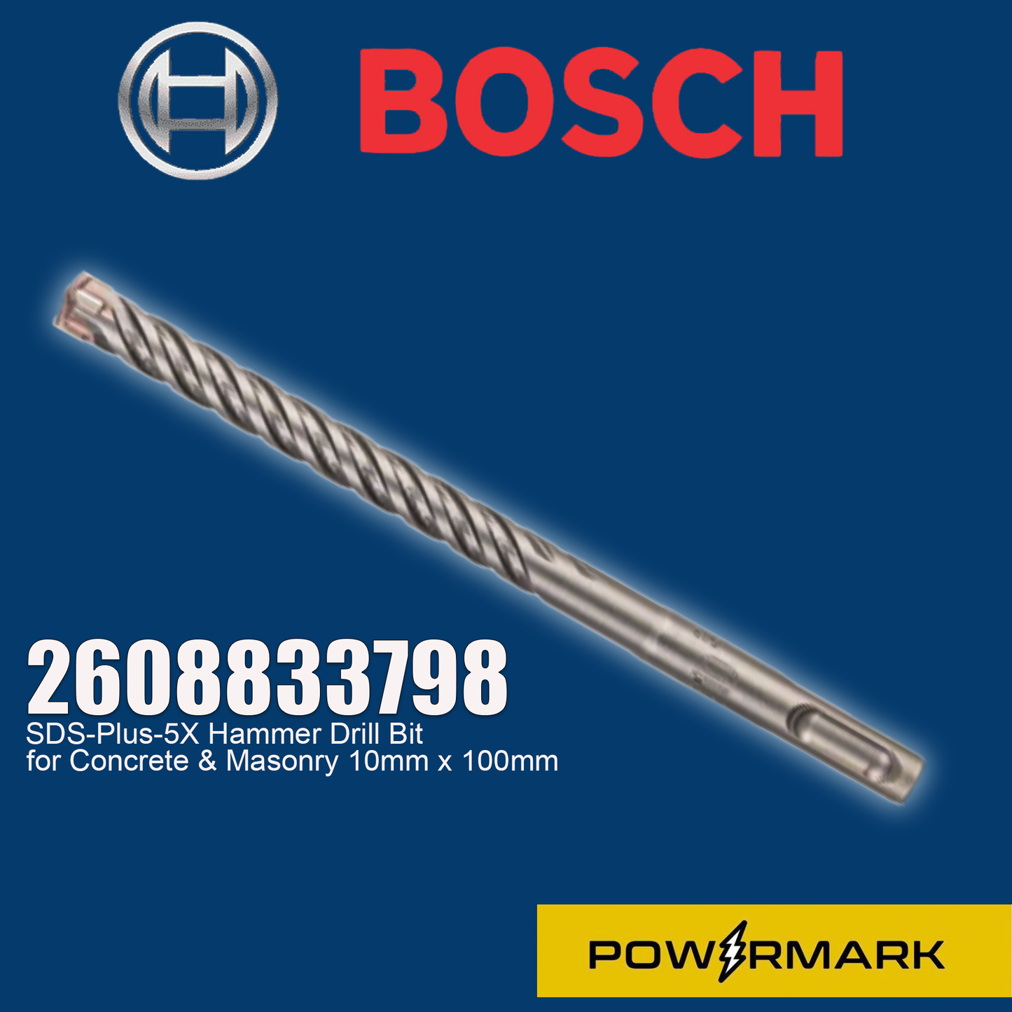 BOSCH 2608833798 SDS-Plus-5X Hammer Drill Bit for Concrete & Masonry 10mm x 100mm