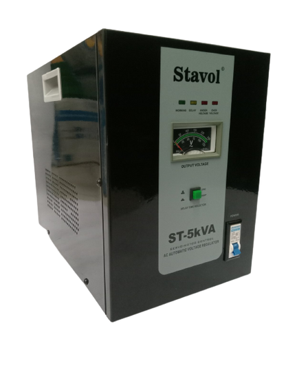 STAVOL ST-5KVA Automatic Voltage Regulator 5KVA AVR (Black)