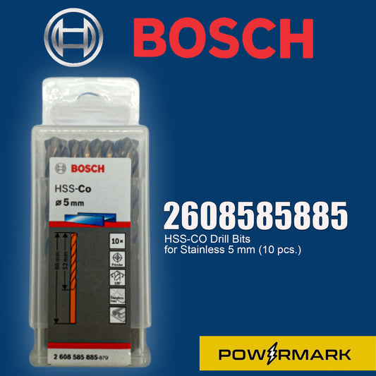 BOSCH 2608585885 HSS-CO Drill Bits for Stainless 5 mm (10 pcs.)