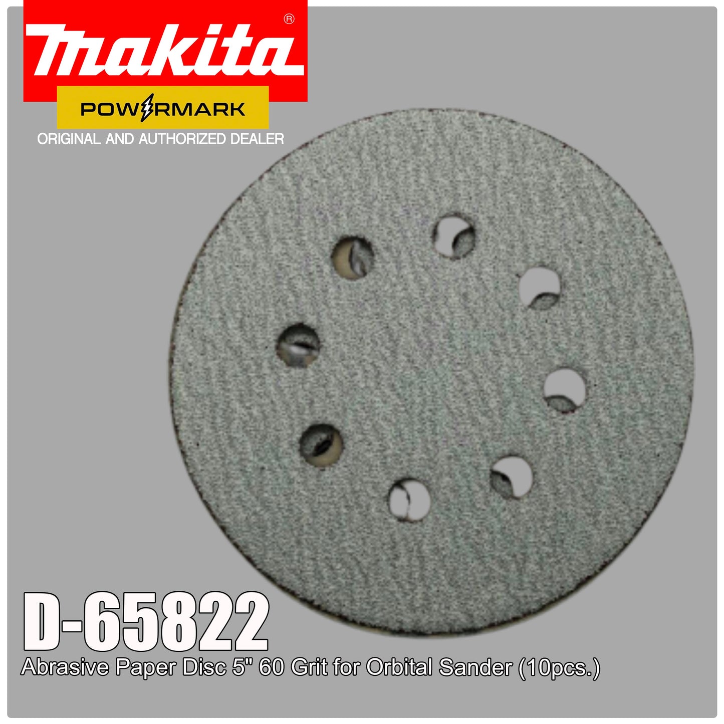 MAKITA D-65822 Abrasive Paper Disc 5" 60 Grit for Orbital Sander (10pcs.)