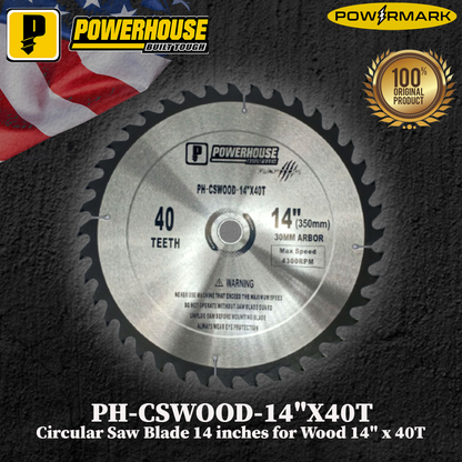 POWERHOUSE PH-CSWOOD-14"X40T Circular Saw Blade 14 inches for Wood 14" x 40T