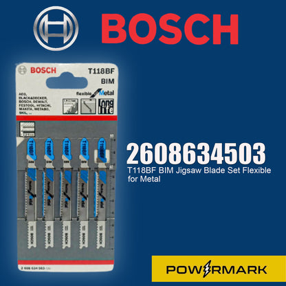 BOSCH 2608634503 T118BF BIM Jigsaw Blade Set Flexible for Metal