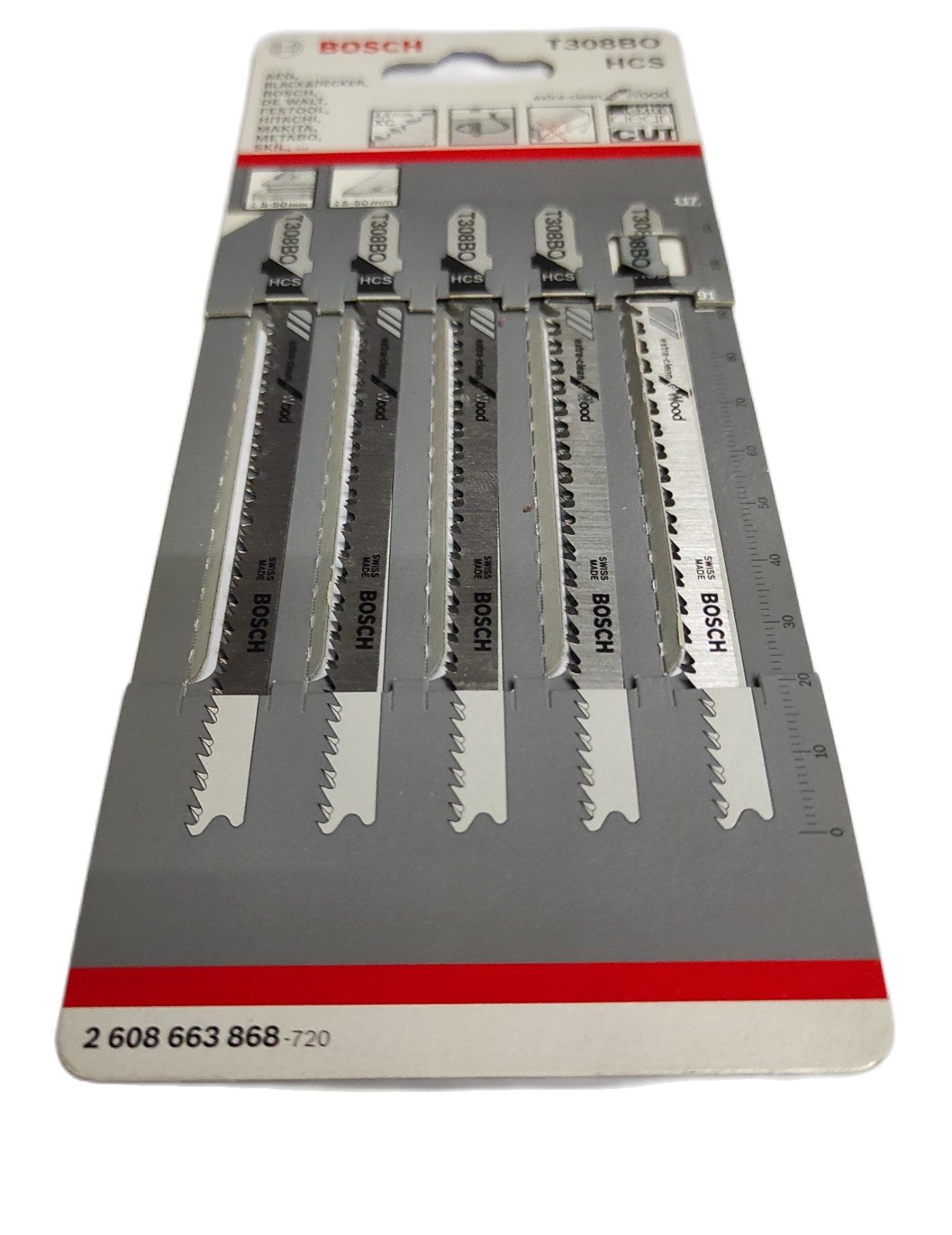 BOSCH T 308 BO Extra-Clean for Wood Jigsaw Blade 5pcs.