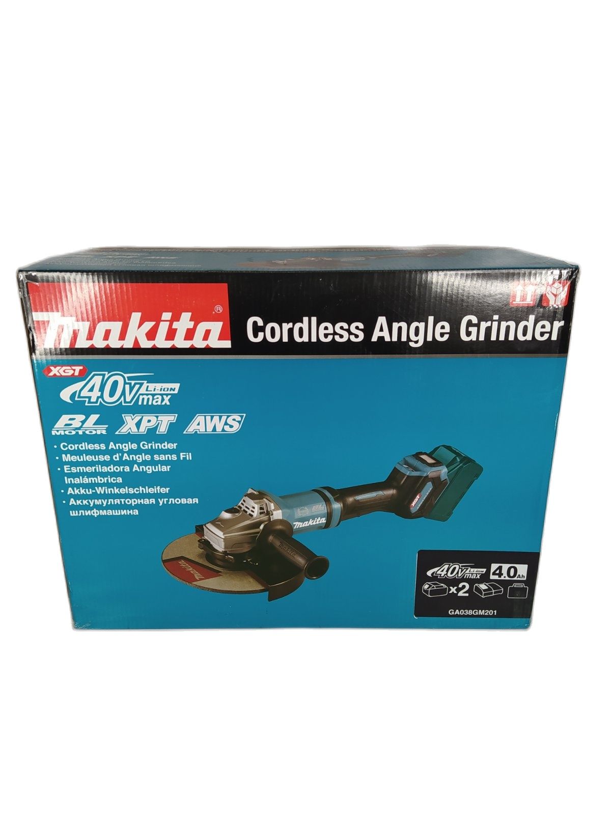 MAKITA GA038GM201 Brushless Cordless Angle Grinder, Large Trigger Switch 40Vmax XGT™ Li-ion [Kit] (7″)
