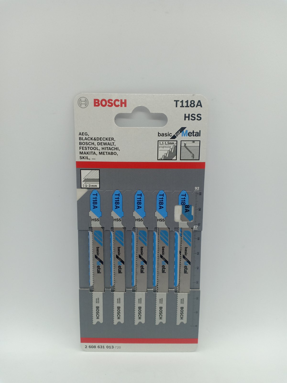 BOSCH 2608631012 T118G HSS Jigsaw Blade Set Basic for Metal