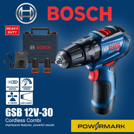 BOSCH GSB 12V-30 Professional Cordless Combi Impact Drill (Set with Batteries and Charger)