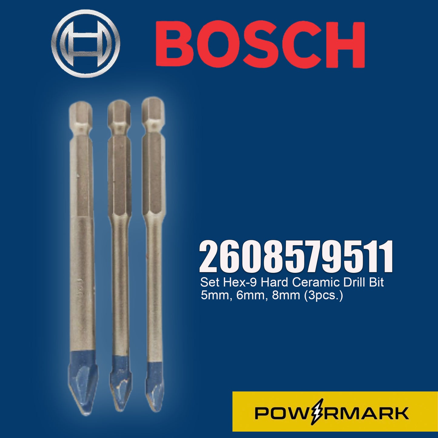 BOSCH 2608579511 Set Hex-9 Hard Ceramic Drill Bit 5mm, 6mm, 8mm (3pcs.