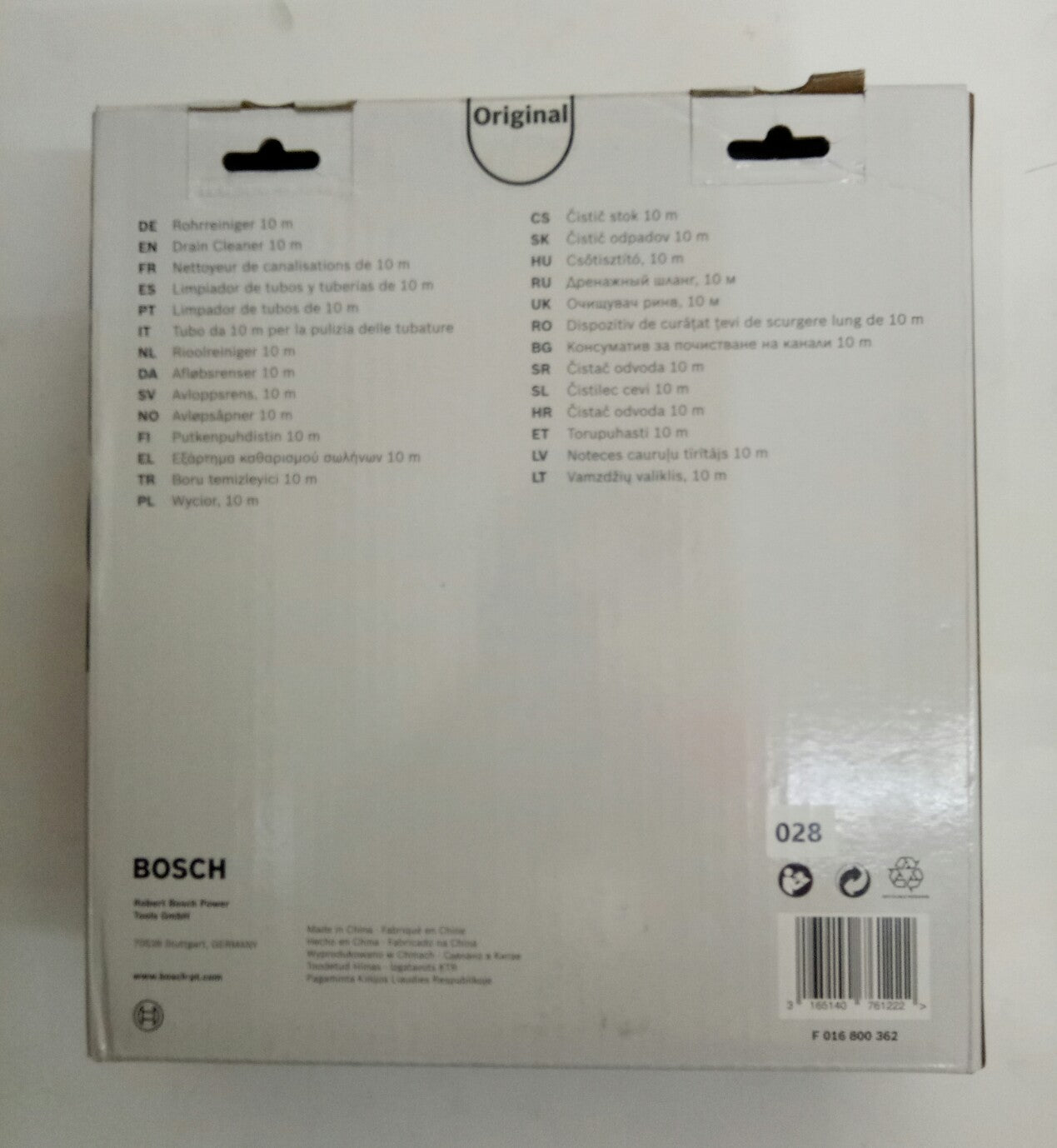 BOSCH F016800362 Drain Cleaner for AQT High Pressure Washers (10 Meters)