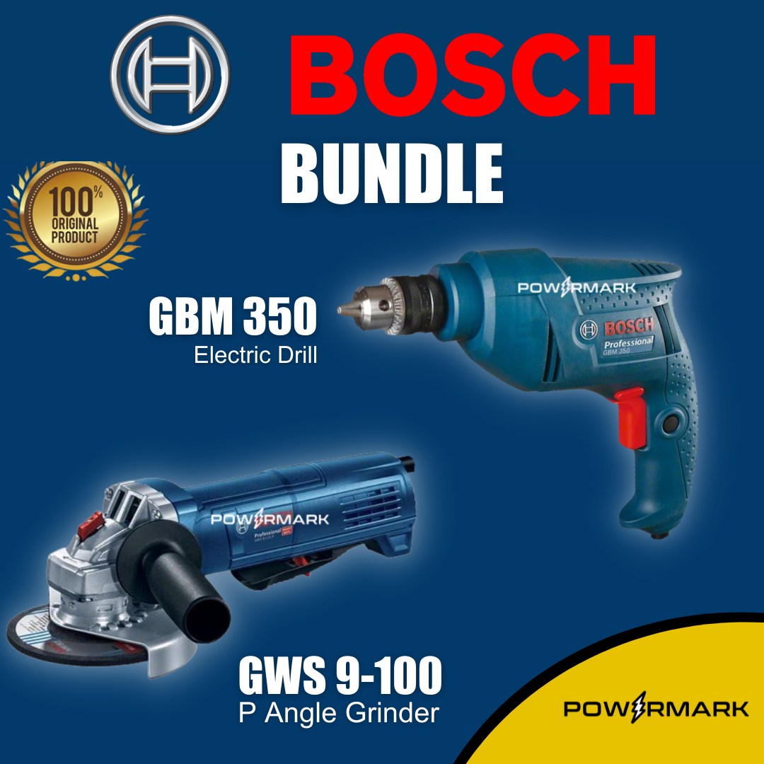 [BUNDLE] BOSCH GBM 350 Electric Drill + BOSCH GWS 9-100 P Professional Angle Grinder