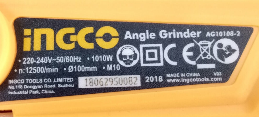 INGCO AG10108-2 Angle Grinder (1,010 Watts)