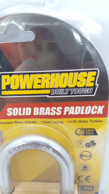 POWERHOUSE 60MM" Solid Brass Padlock (Short Shackle) for Gate, Chain and Tool Box