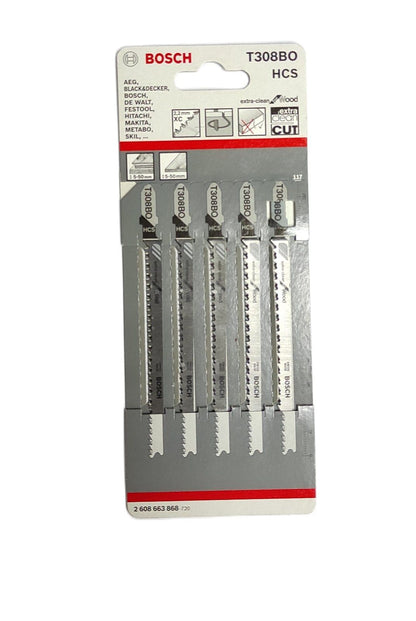 BOSCH T 308 BO Extra-Clean for Wood Jigsaw Blade 5pcs.