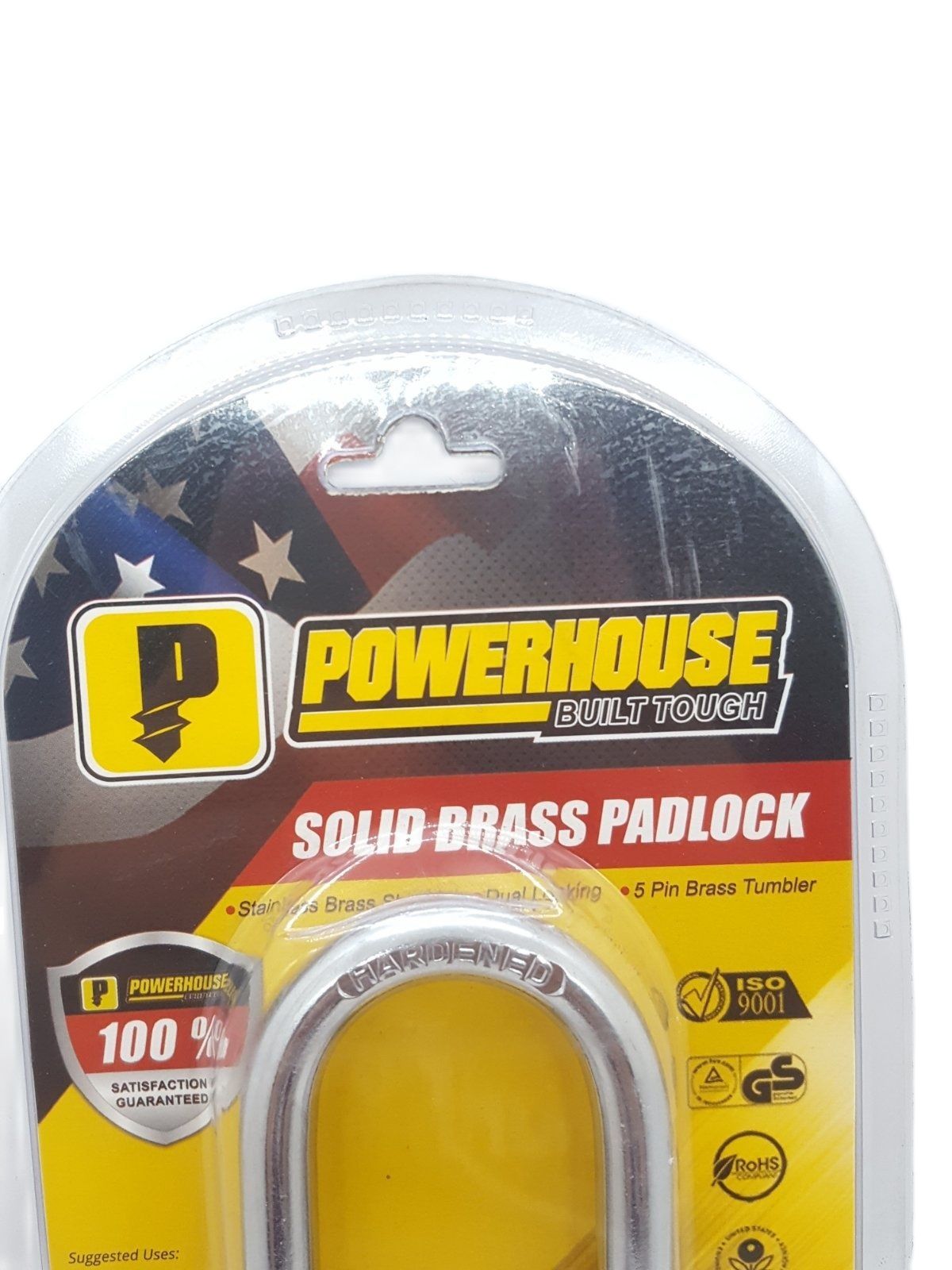 POWERHOUSE Solid Brass Padlock 60MM (Long Shackle)