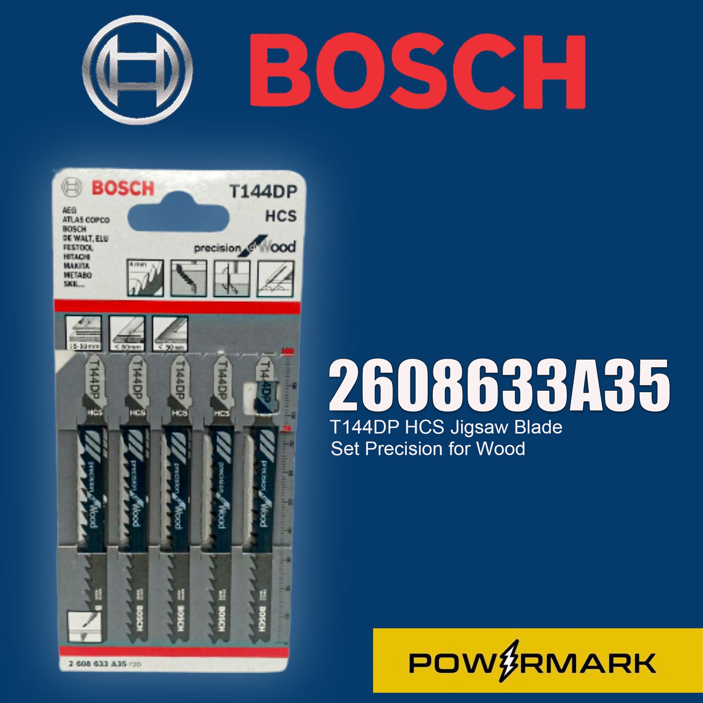 BOSCH 2608633A35 T144DP HCS Jigsaw Blade Set Precision for Wood