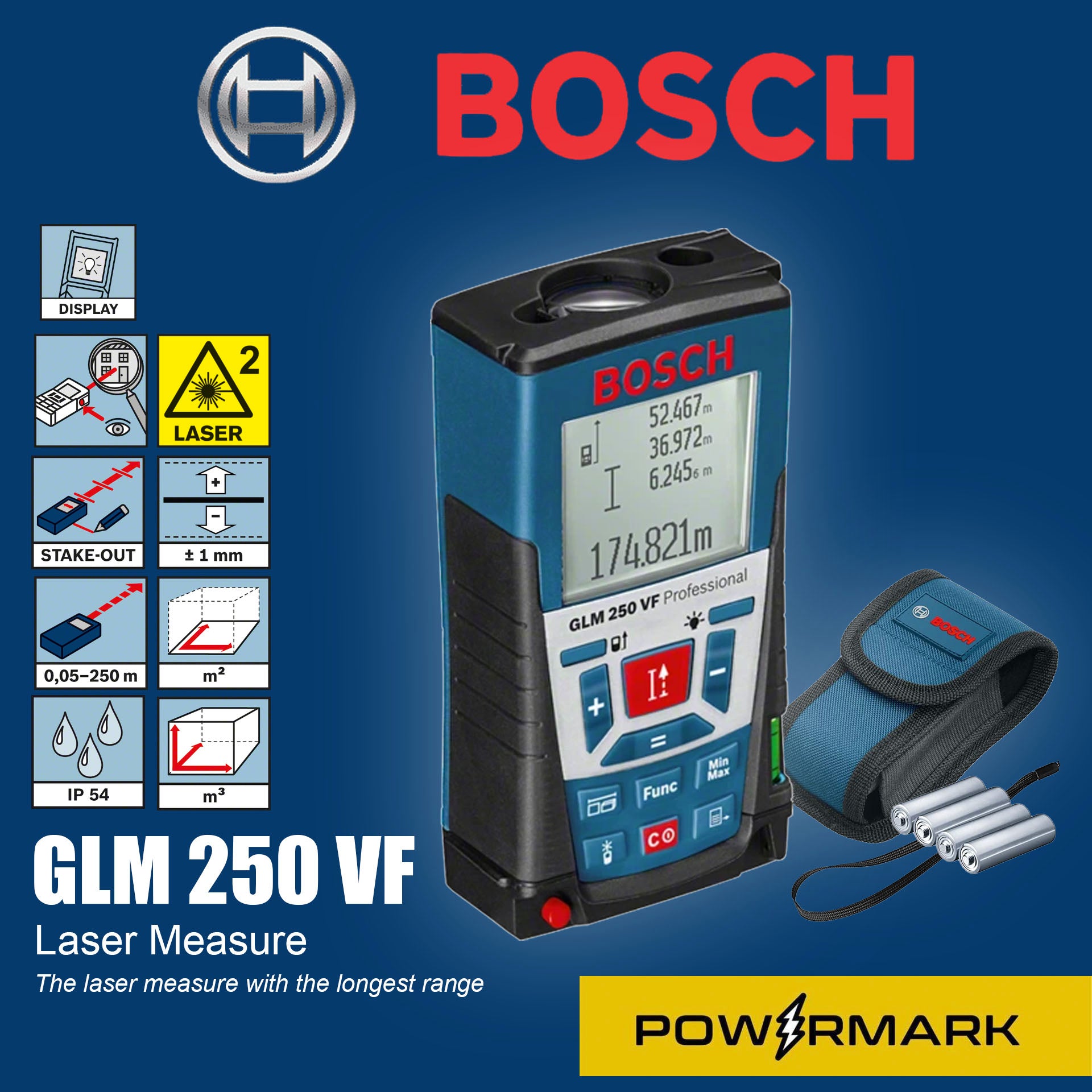 BOSCH GLM 250 VF Laser Range Finder – Powermark