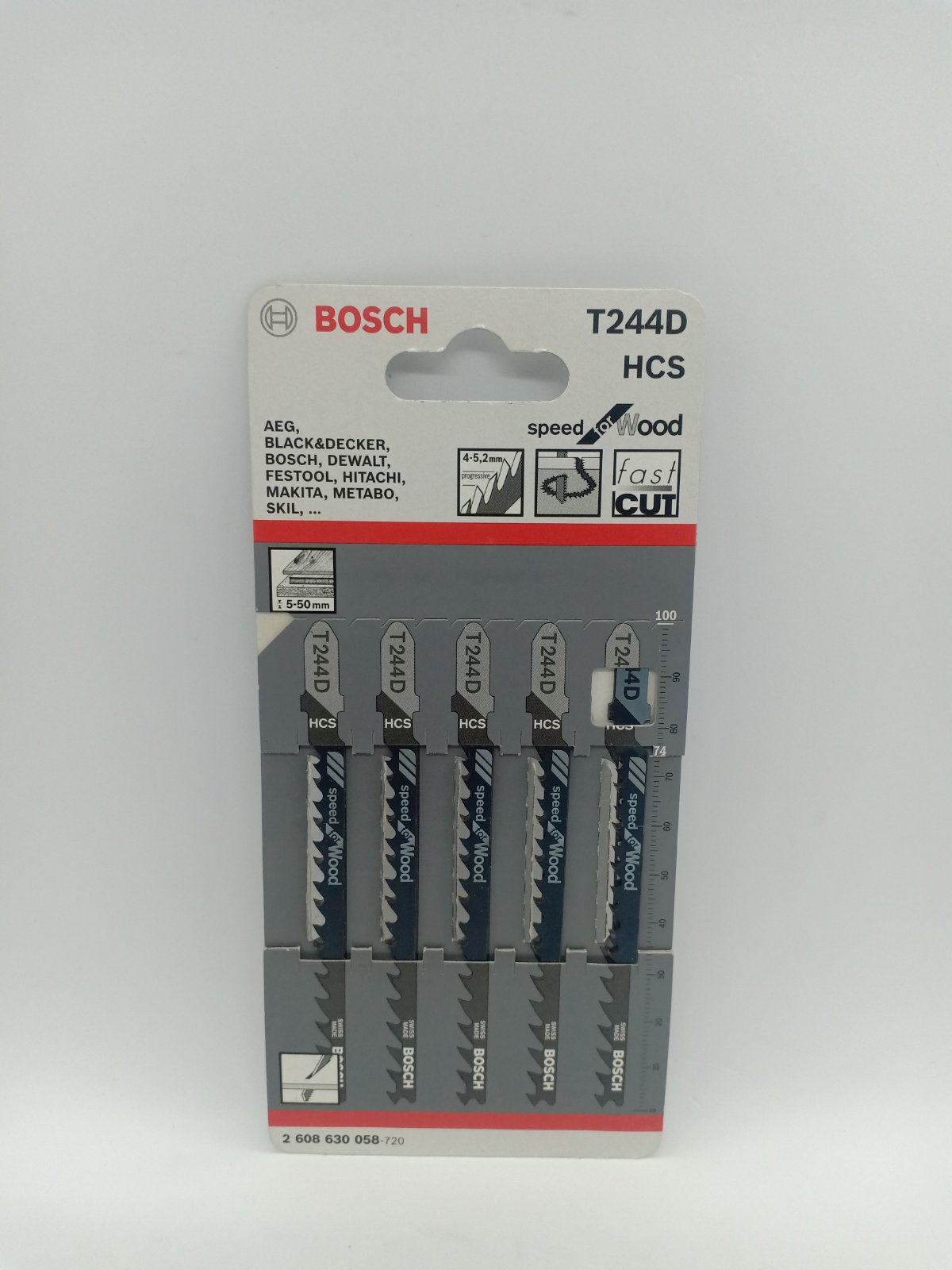 BOSCH 2608630058 T244D HCS Jigsaw Blade Set Speed for Wood