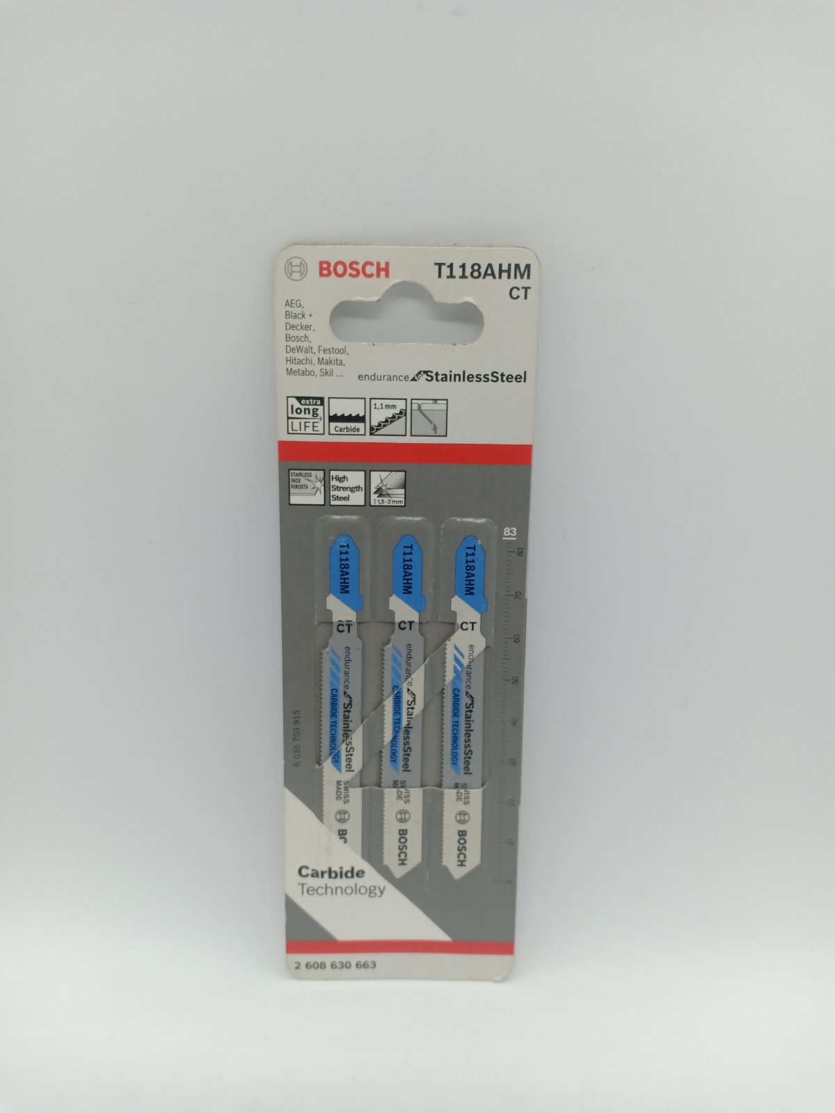 BOSCH 2608630663 T118AHM CT Jigsaw Blade Set Endurance for Stainless Steel