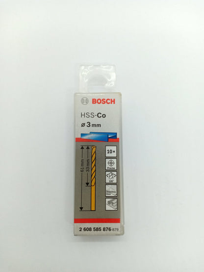 BOSCH 2608585876 HSS-CO Drill Bits for Stainless 3 mm (10 pcs.)