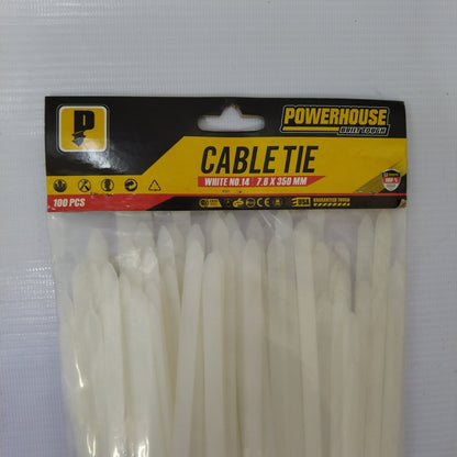 POWERHOUSE White No.14 Cable Tie 350mm (100pcs)