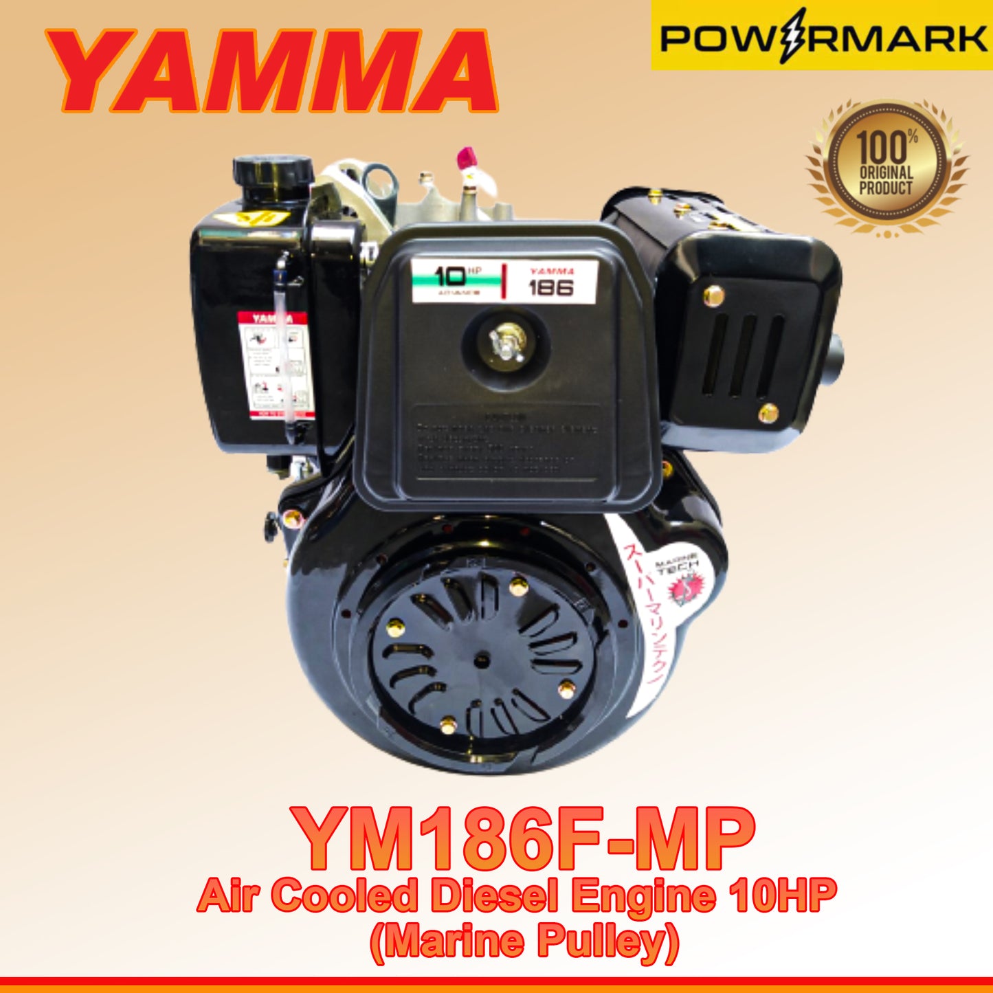 YAMMA YM186F-MP Air Cooled Diesel Engine 10HP (Marine Pulley)