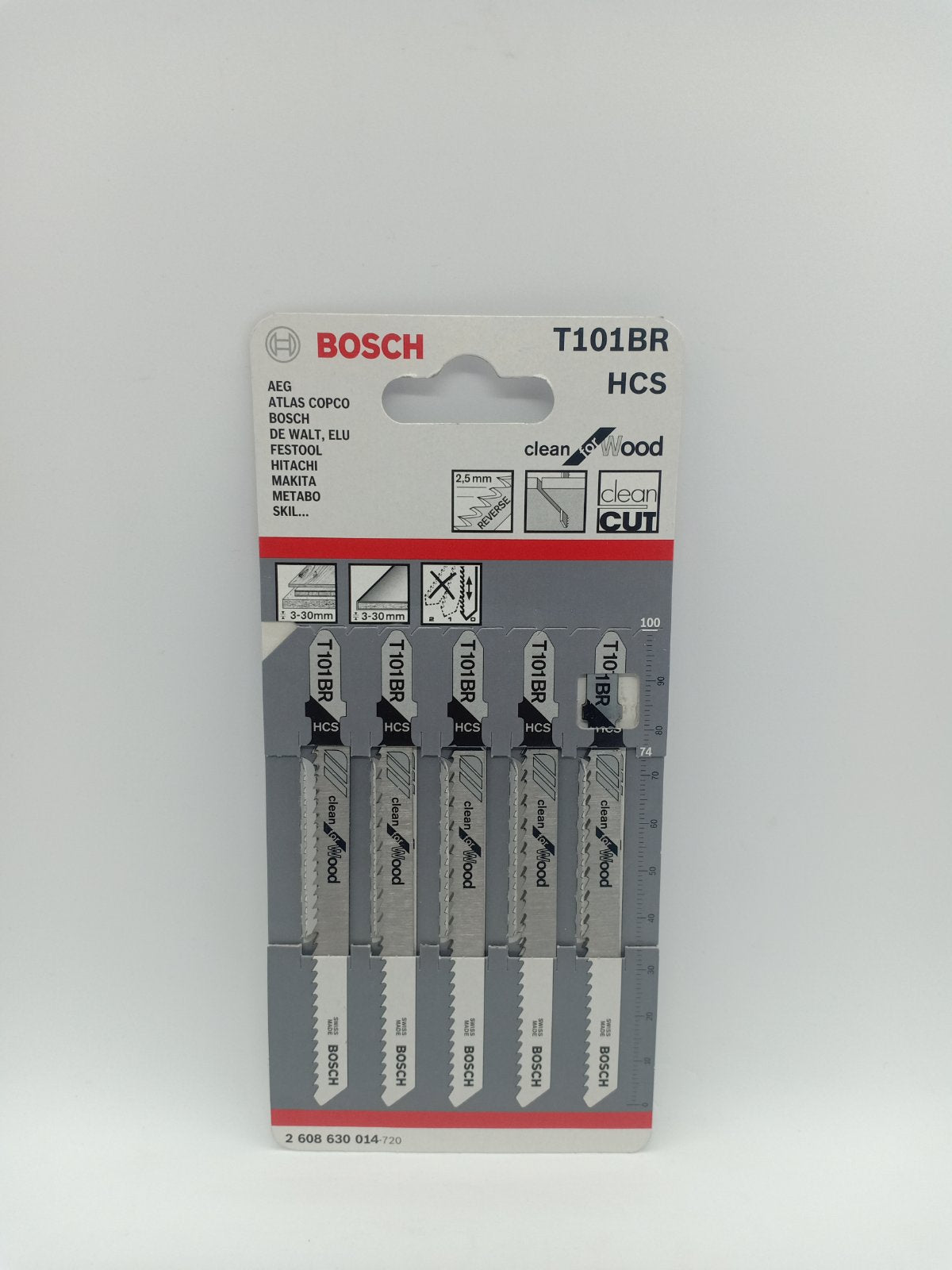 BOSCH 2608630014 T101BR HCS Jigsaw Blade Set Clean for Wood