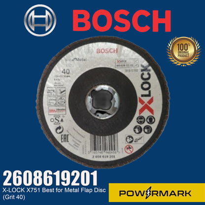 BOSCH 2608619201 X-LOCK X751 Best for Metal Flap Disc (Grit 40)