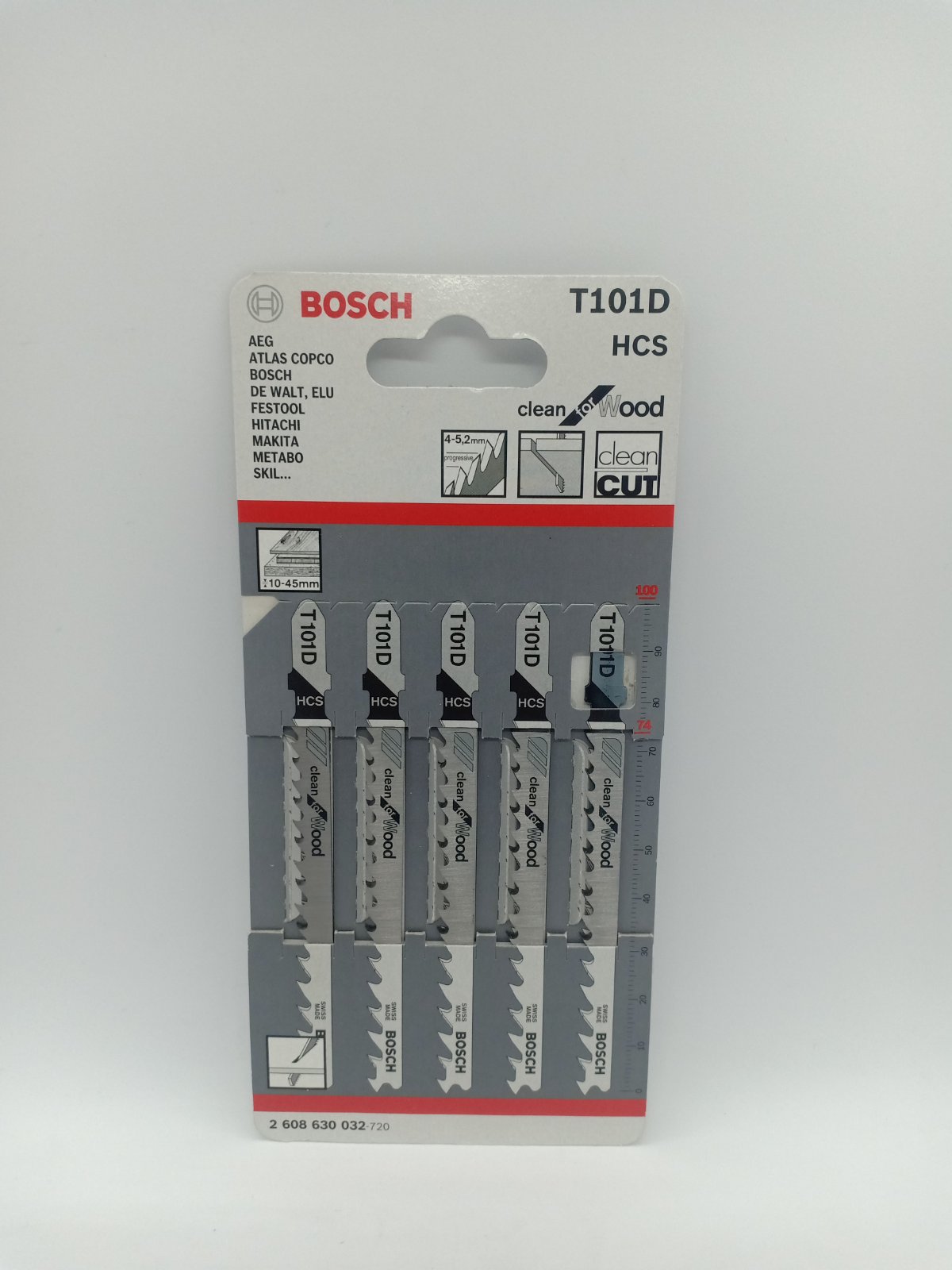 BOSCH 2608630032 T101D HCS Jigsaw Blade Set Clean for Wood