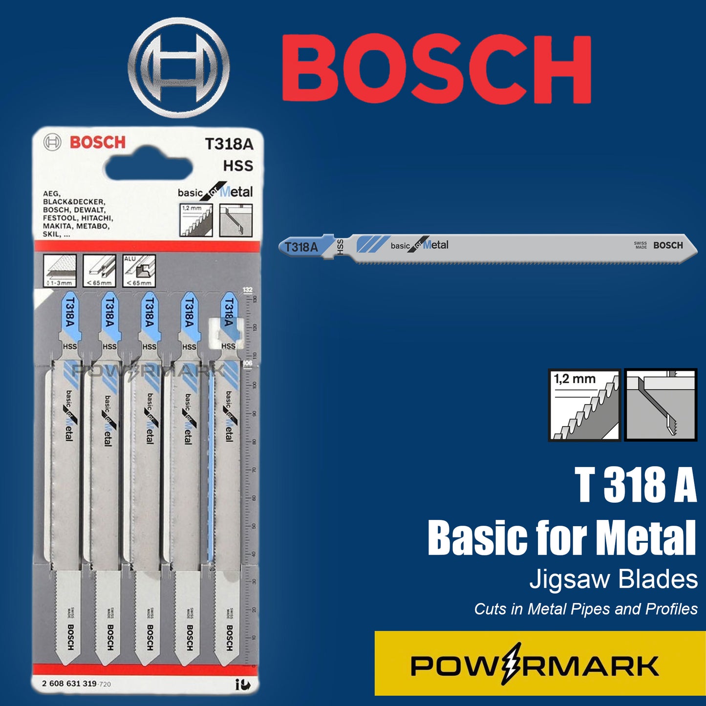 BOSCH 2608631319 T318A HSS Jigsaw Blade Set Basic for Metal