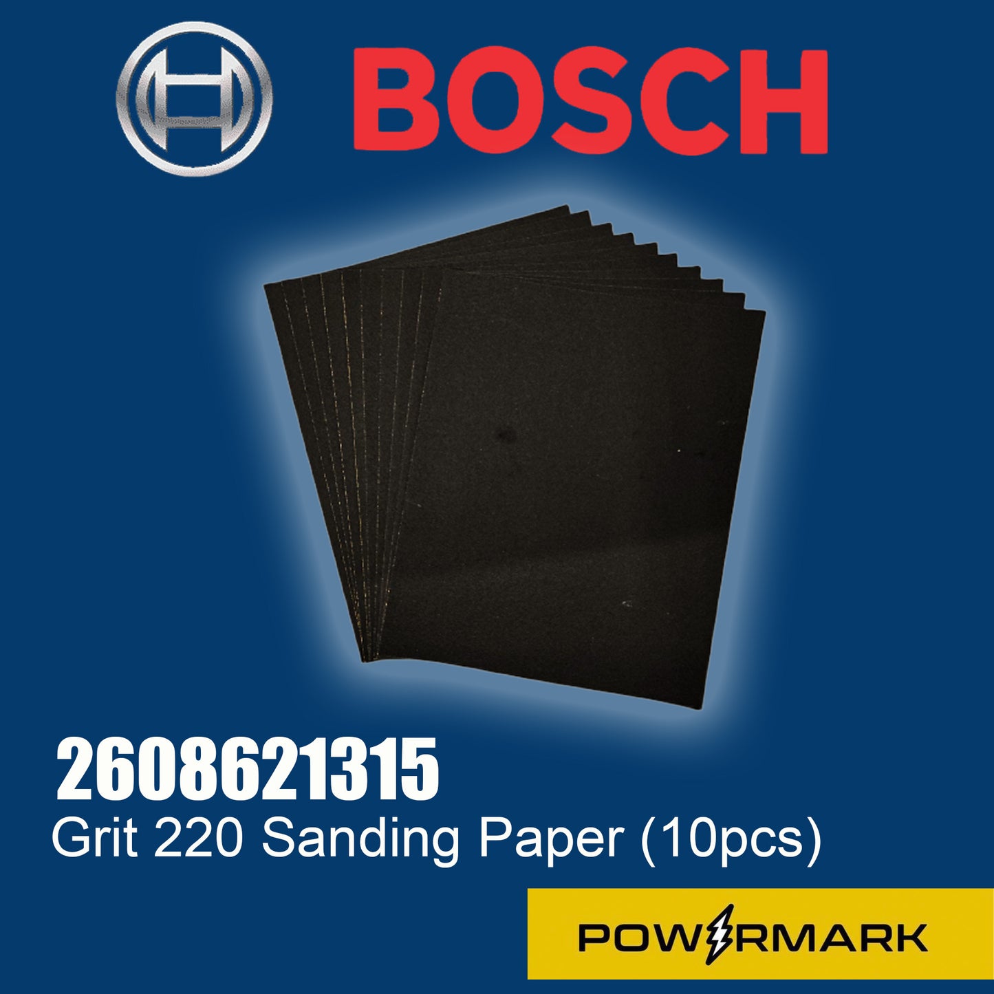 BOSCH 2608621315 Grit 220 Sanding Paper (10pcs)